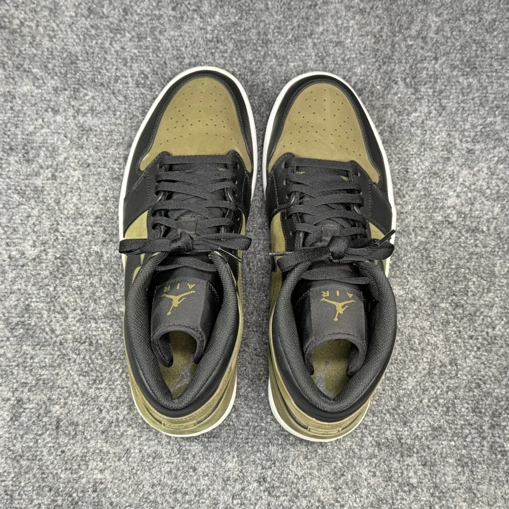 Jordan 1 Mid Shoes Men's 13 Olive Canvas Green Black‎ Retro Athletic Sneakers